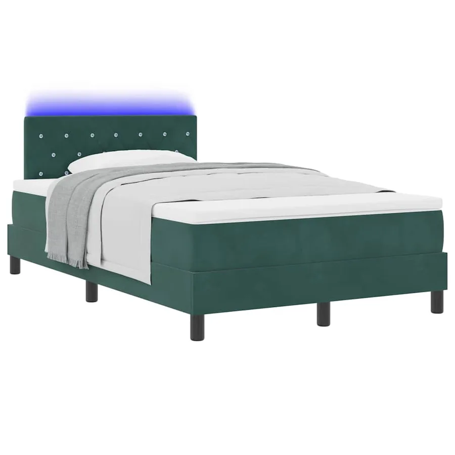 Lit à ressort LED avec matelas Vert foncé 120 x 190 cm Velours - 3