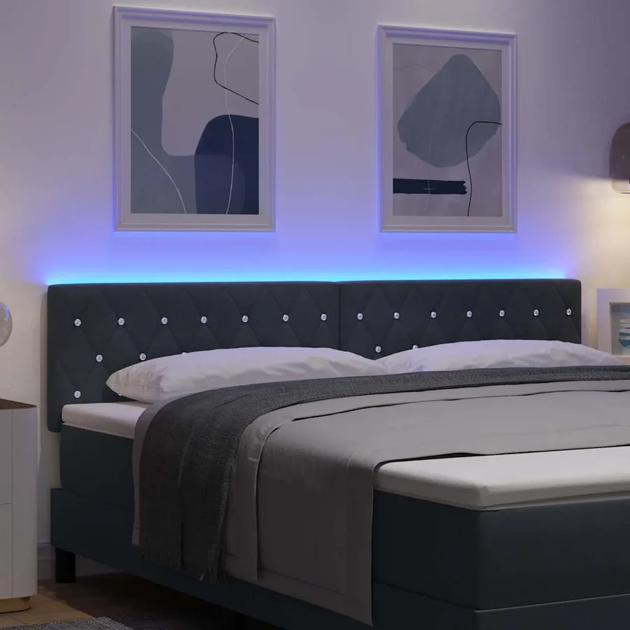 Tête de lit LED avec bandes LED Gris foncé 180 cm Velours - 4