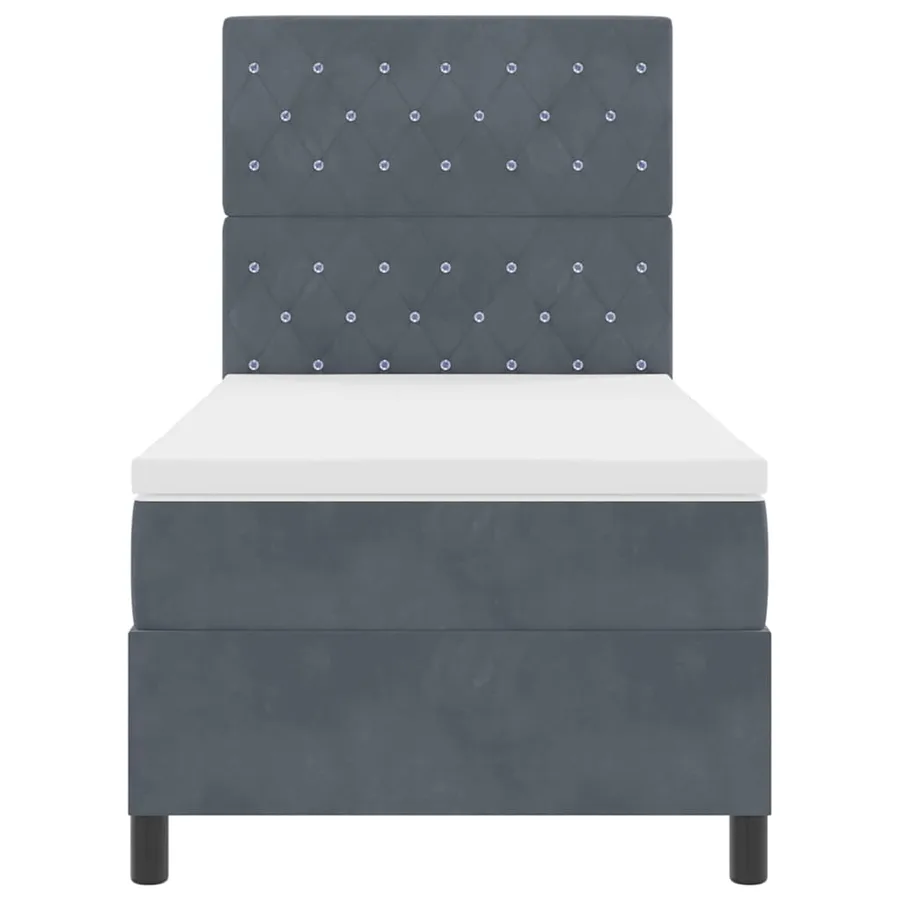 Lit à ressort LED avec matelas Gris foncé 90 x 200 cm Velours - 7