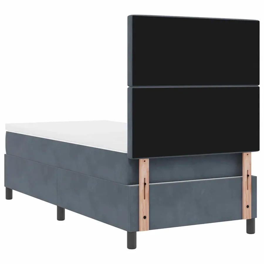 Lit à ressort LED avec matelas Gris foncé 90 x 200 cm Velours - 9