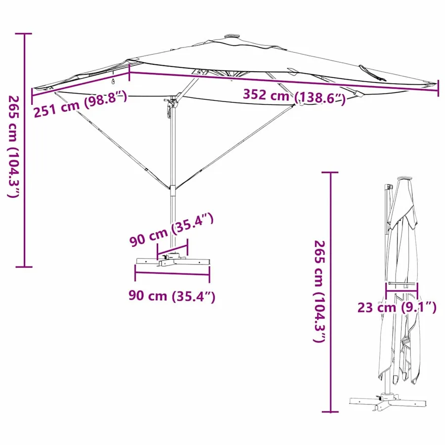 Parasol Sable 352 x 251 x 265 cm Polyester et Aluminium - 16