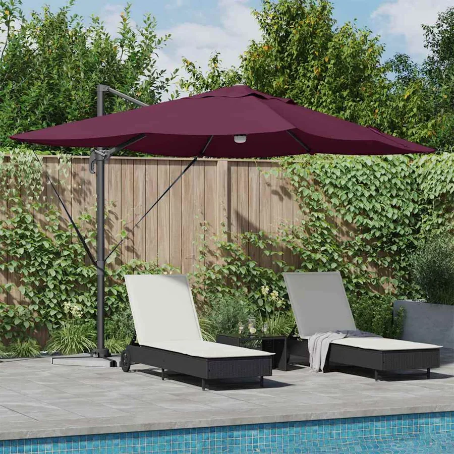 Parasol Bordeaux 351 x 250 x 253 cm Polyester et Aluminium