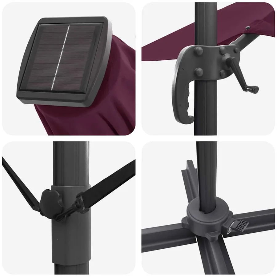 Parasol Bordeaux 351 x 250 x 253 cm Polyester et Aluminium - 10