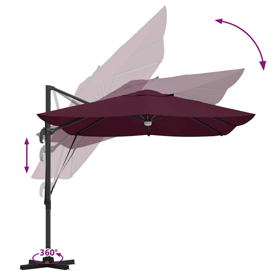 Parasol Bordeaux 351 x 250 x 253 cm Polyester et Aluminium - 13