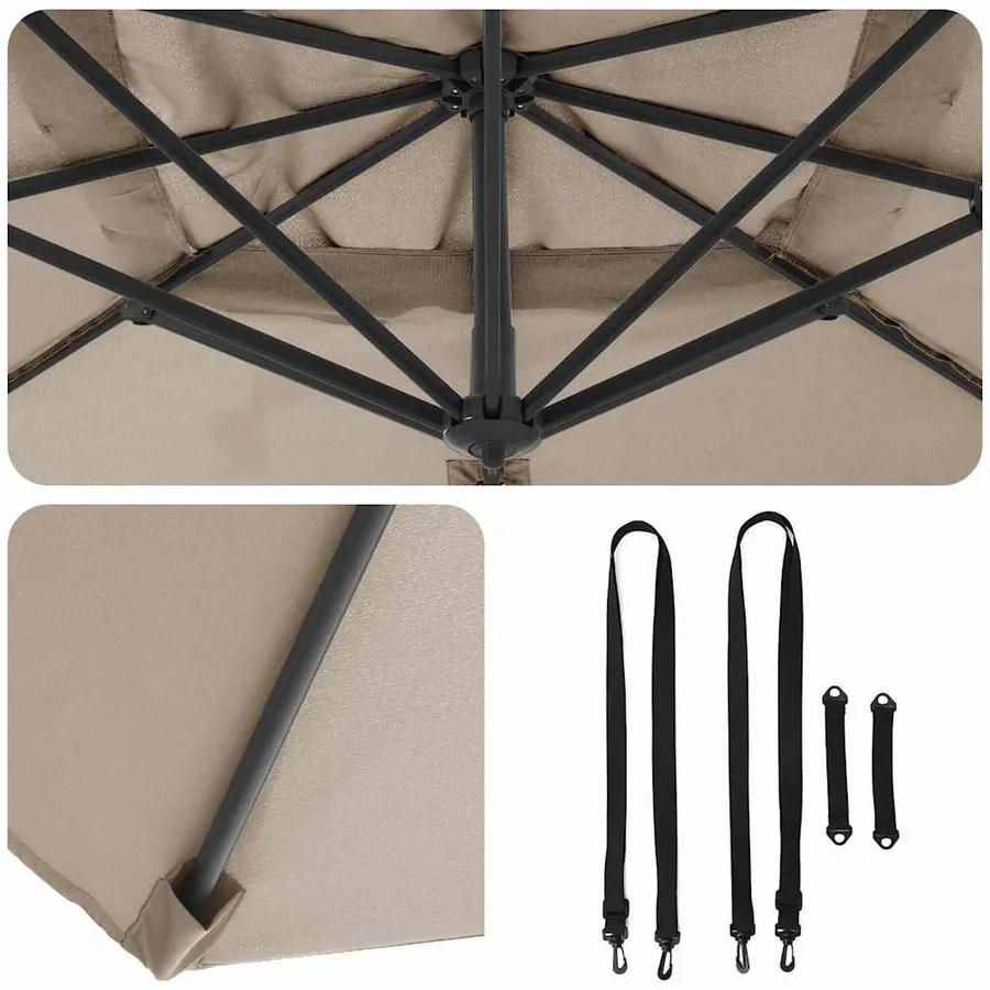Parasol Taupe 351 x 250 x 260 cm Polyester et Aluminium - 10