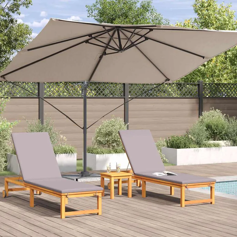 Parasol Taupe 351 x 250 x 260 cm Polyester et Aluminium - 4