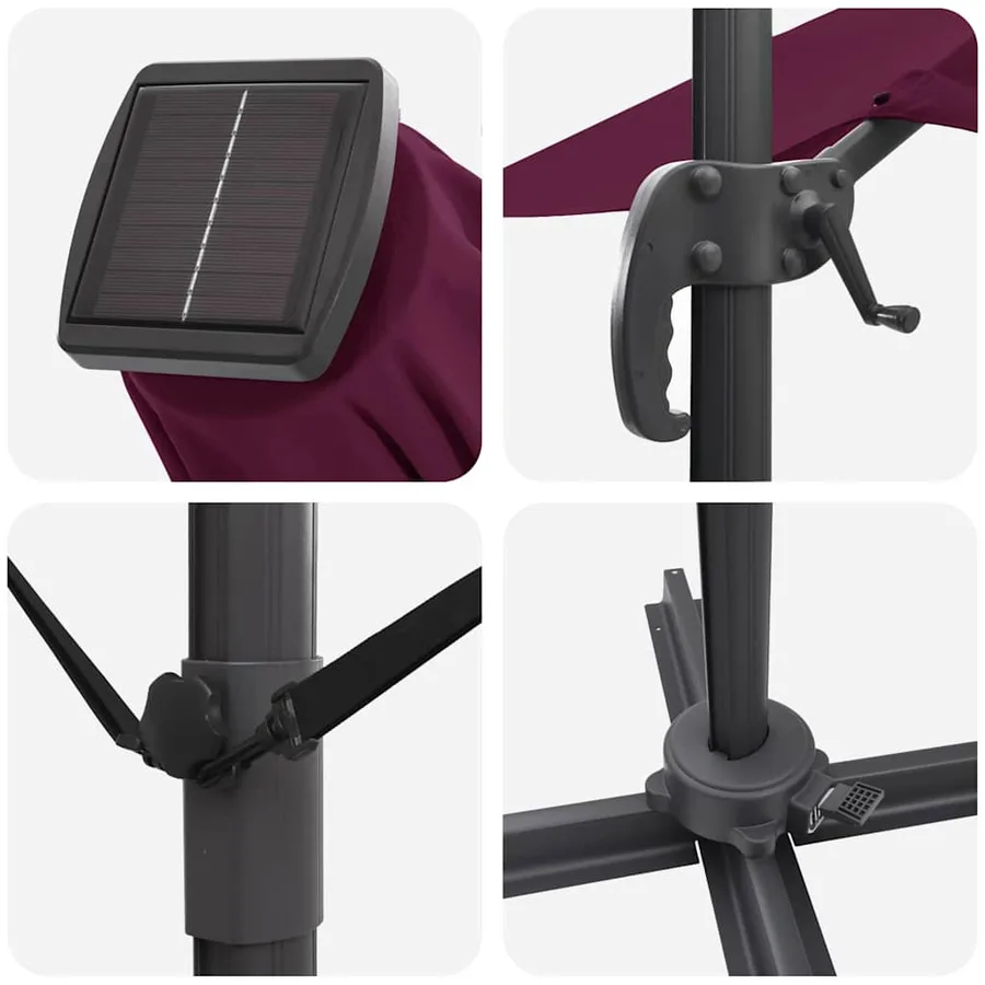 Parasol Bordeaux 352 x 251 x 265 cm Polyester et Aluminium - 8