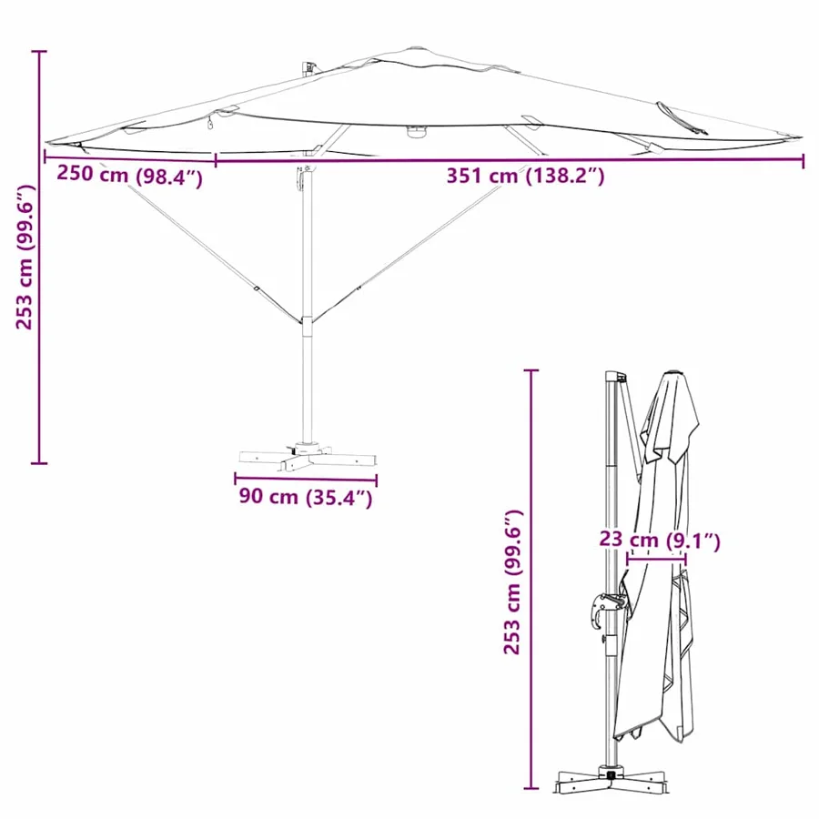 Parasol Sable 351 x 250 x 253 cm Polyester et Aluminium - 16