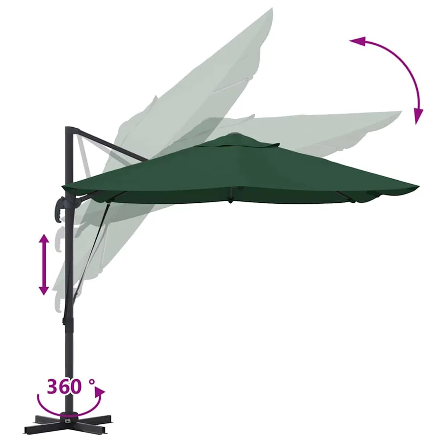 Parasol Vert 351 x 250 x 260 cm Polyester et Aluminium - 11