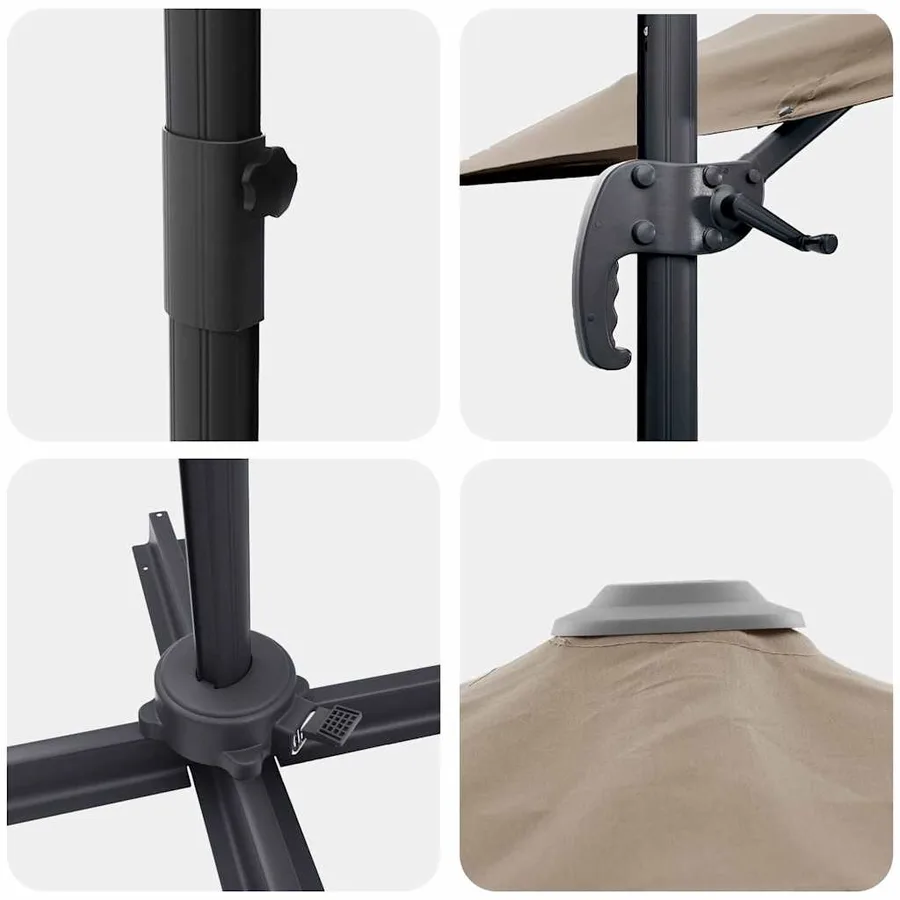 Parasol Roma Taupe 286 x 284 x 265 cm Aluminium et polyester - 9
