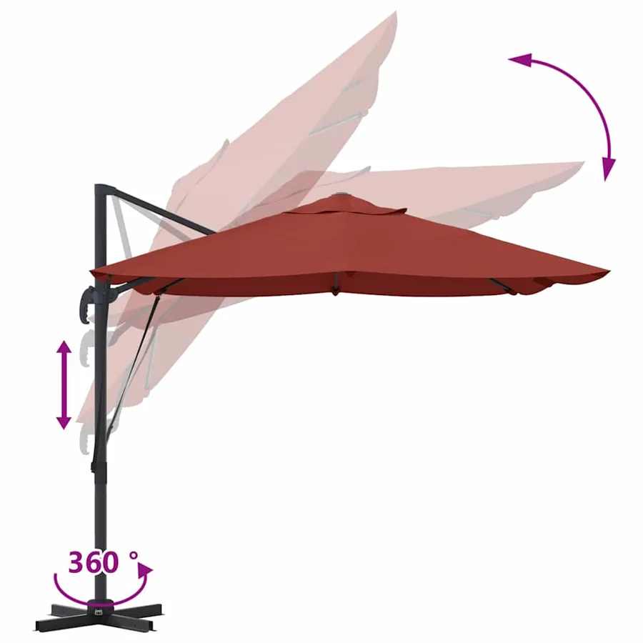 Parasol Terre cuite 351 x 250 x 260 cm Polyester et Aluminium - 11