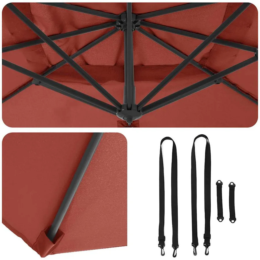 Parasol Terre cuite 351 x 250 x 260 cm Polyester et Aluminium - 8