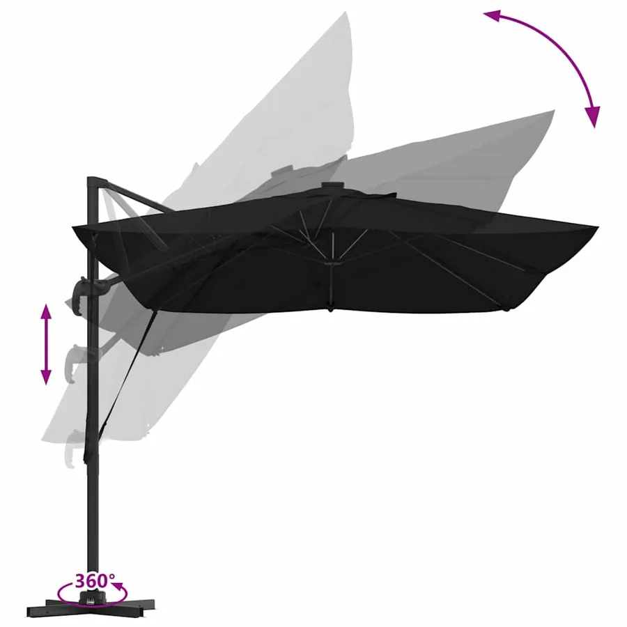 Parasol Noir 352 x 251 x 265 cm Polyester et Aluminium - 13