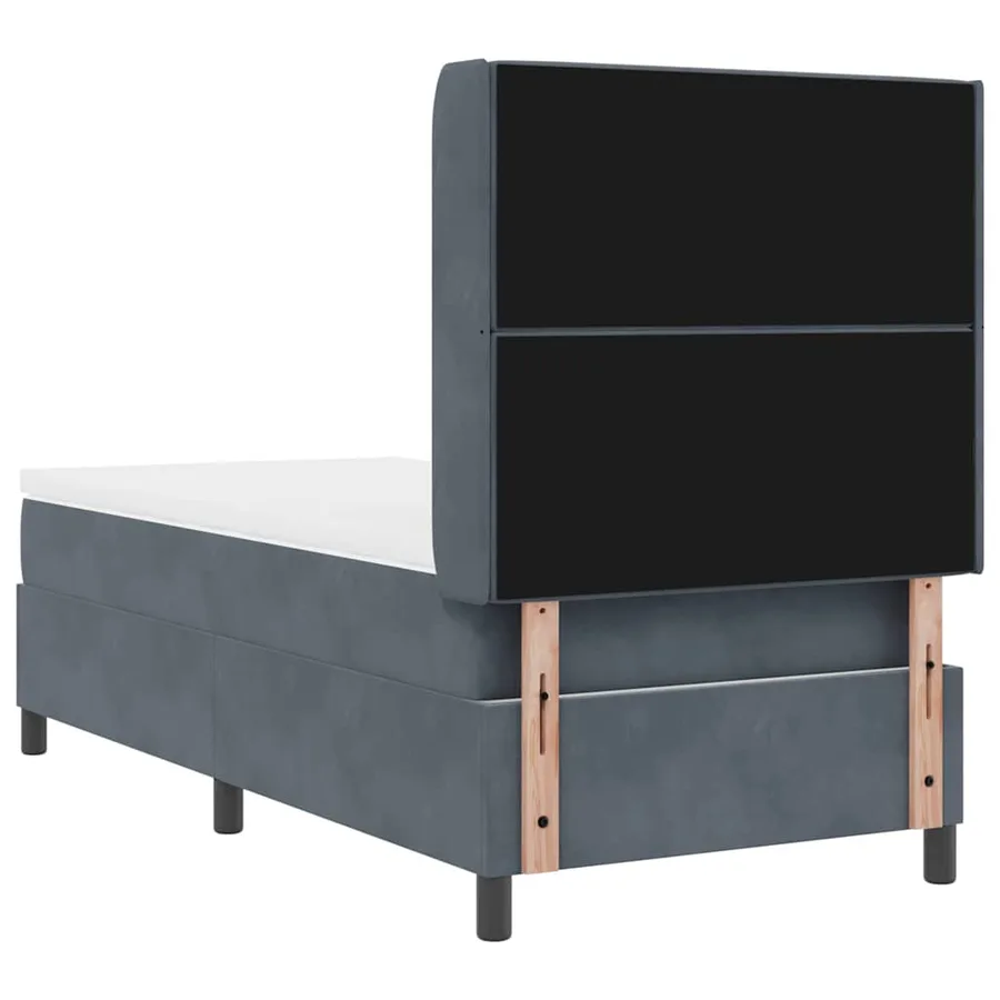 Lit à ressorts avec matelas Gris foncé 90 x 190 cm Velours - 10