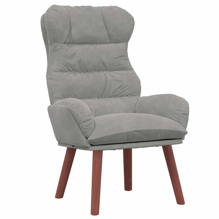 fauteuil Gris clair 69 x 74 x 93 cm Velours - 2