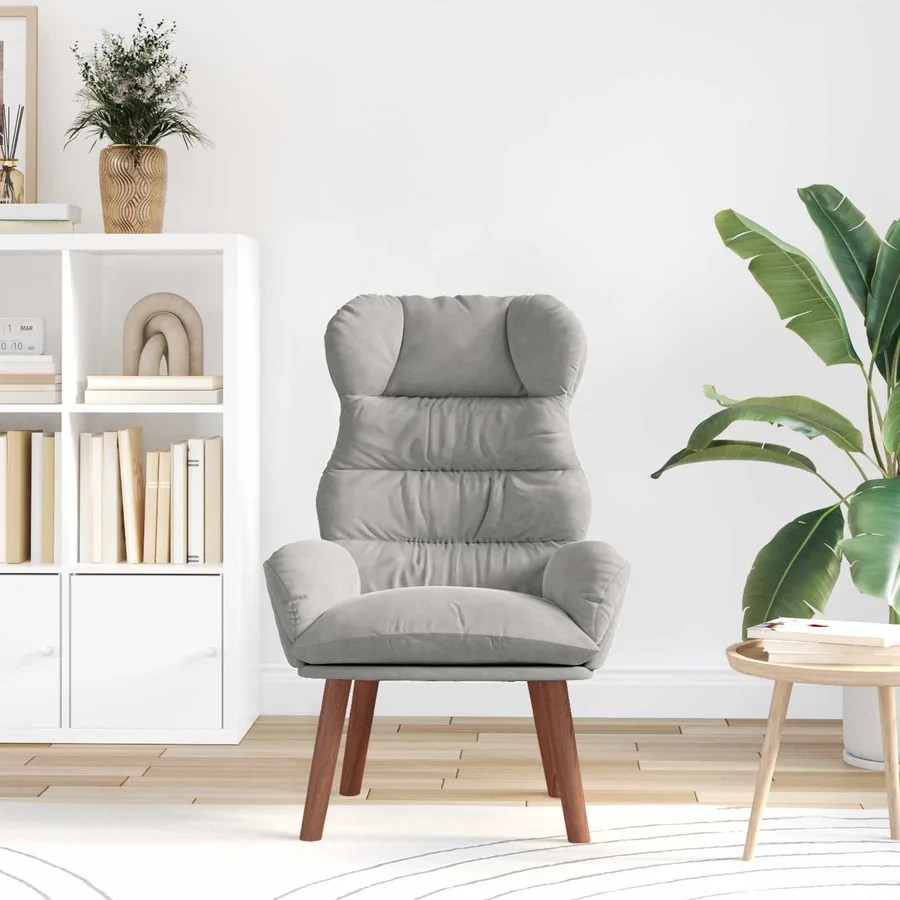 fauteuil Gris clair 69 x 74 x 93 cm Velours - 3