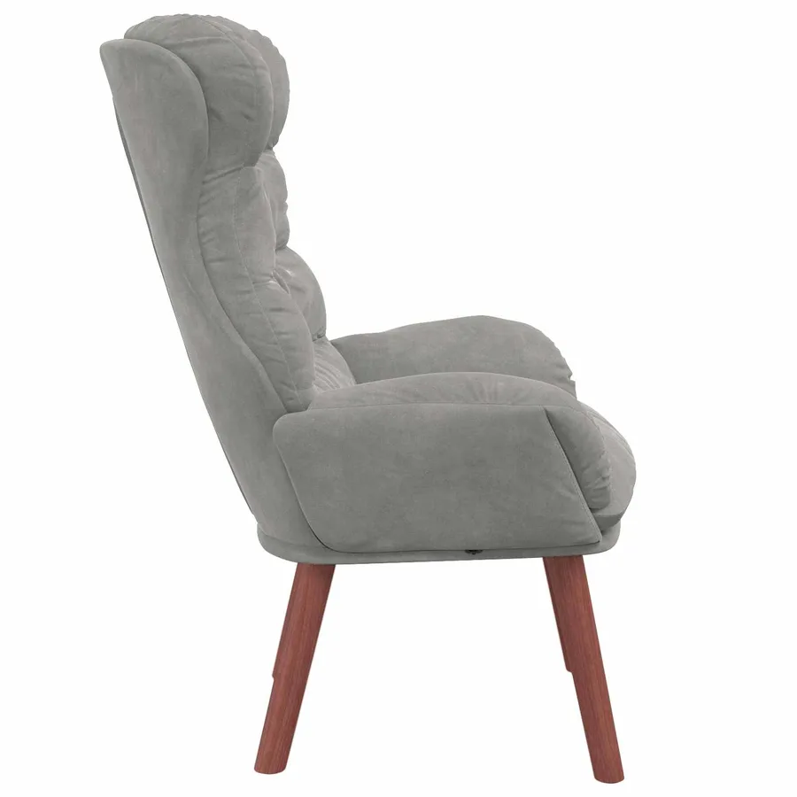 fauteuil Gris clair 69 x 74 x 93 cm Velours - 5