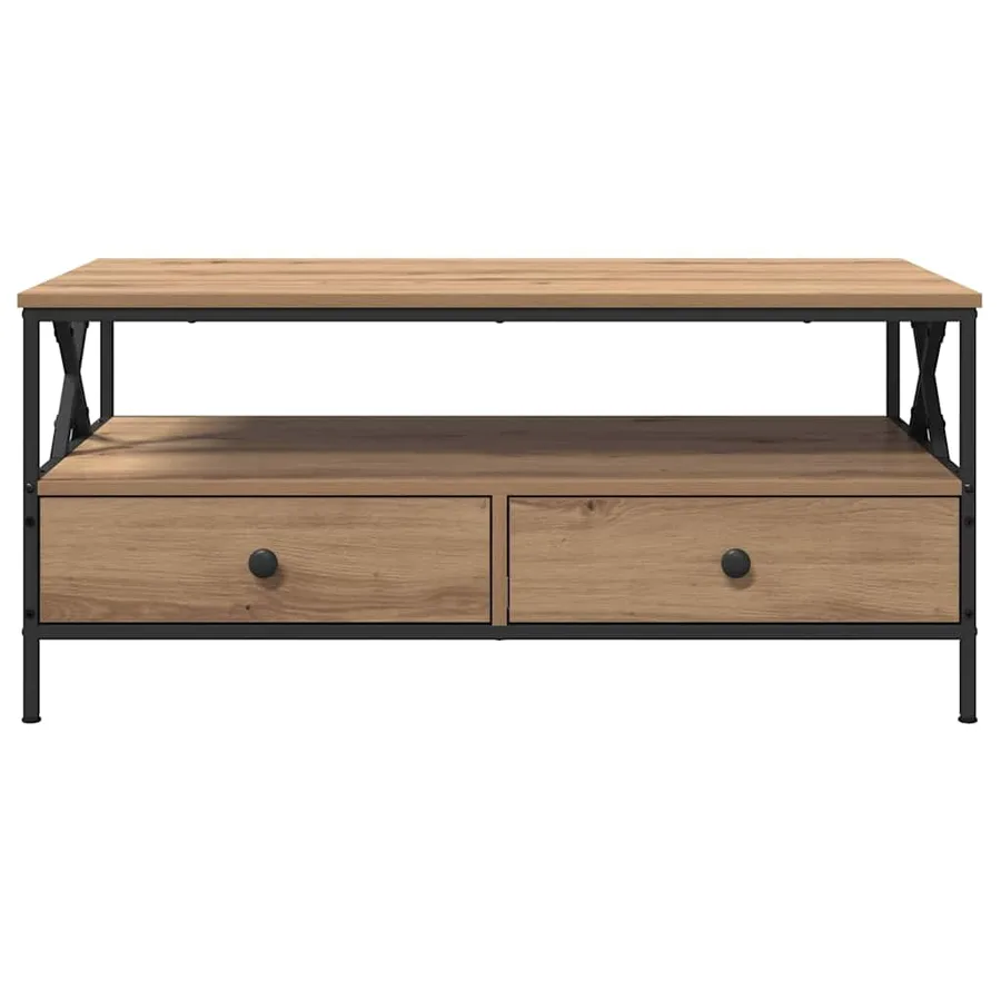 Table basse chêne artisanal 100 x 51 x 45 cm Bois d'ingénierie - 6