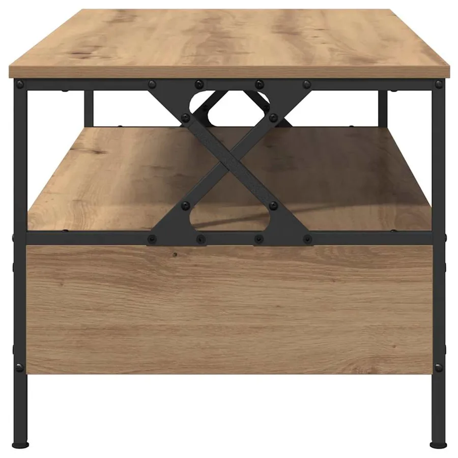 Table basse chêne artisanal 100 x 51 x 45 cm Bois d'ingénierie - 7