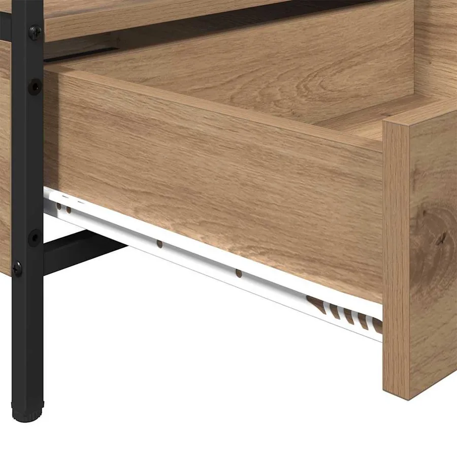 Table basse chêne artisanal 100 x 51 x 45 cm Bois d'ingénierie - 8
