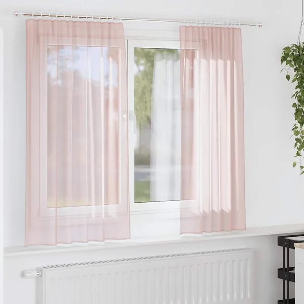 Rideaux en voile avec passe-tringles 2 pcs rose clair