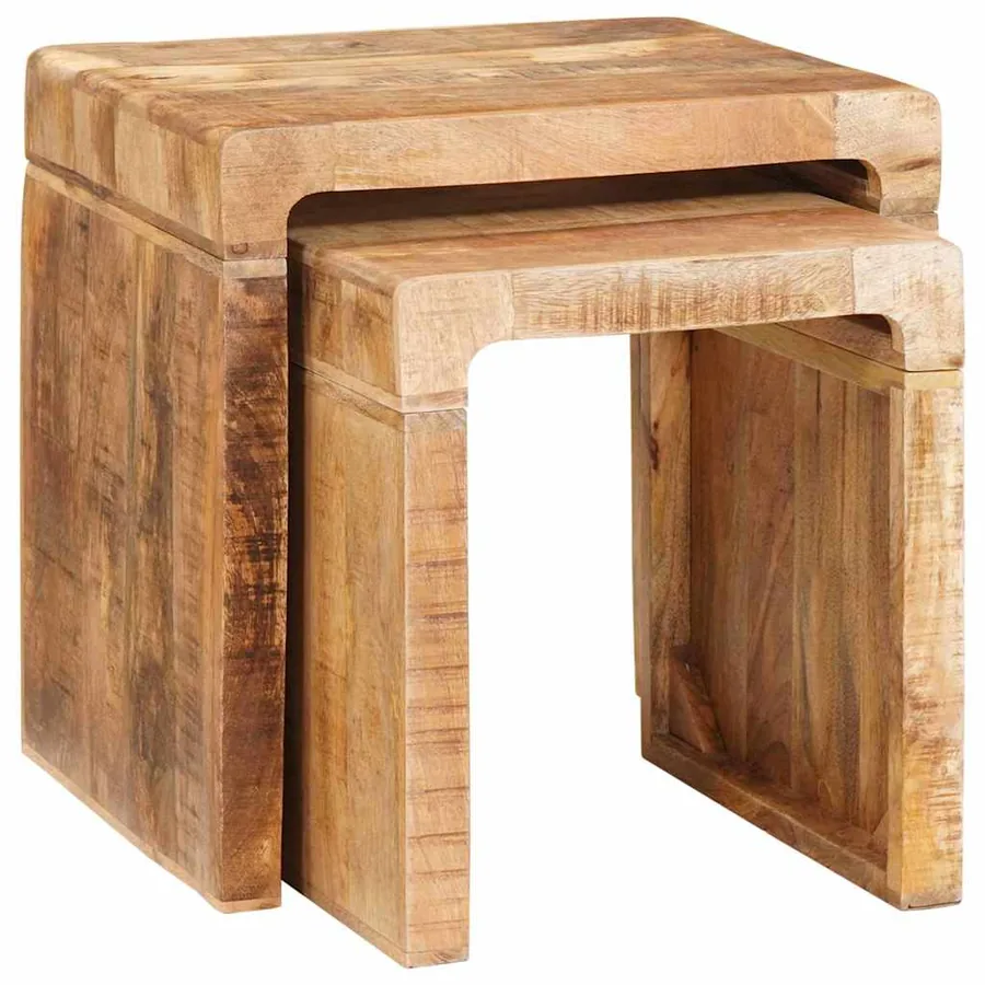 Tables gigognes 2 pcs Marron Bois de mangue massif
