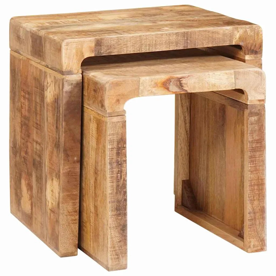 Tables gigognes 2 pcs Marron Bois de mangue massif - 2