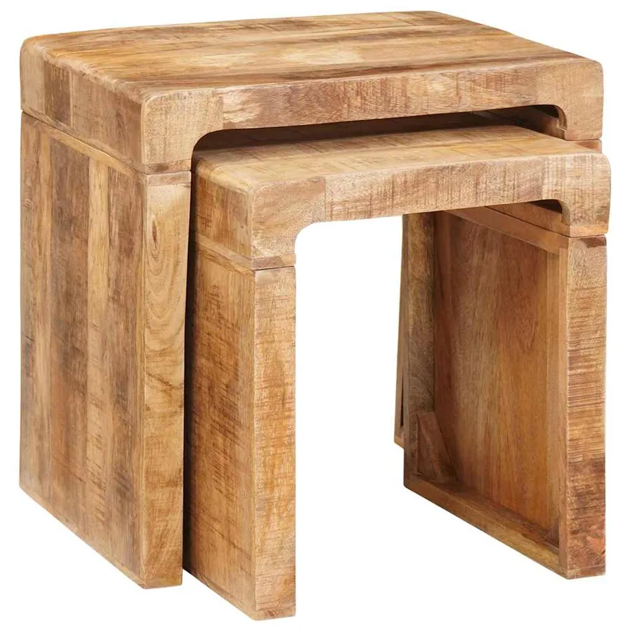Tables gigognes 2 pcs Marron Bois de mangue massif - 3