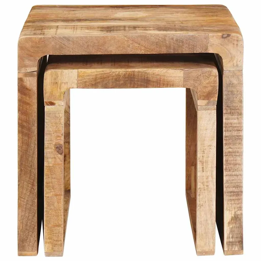 Tables gigognes 2 pcs Marron Bois de mangue massif - 4