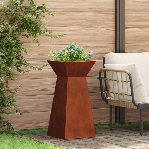 Jardinière à pilier 2 pc Rouillé 35 x 35 x 73 cm