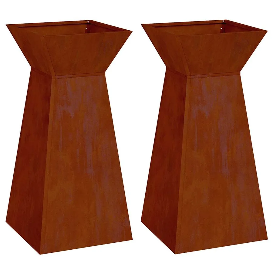 Jardinière à pilier 2 pc Rouillé 35 x 35 x 73 cm - 2