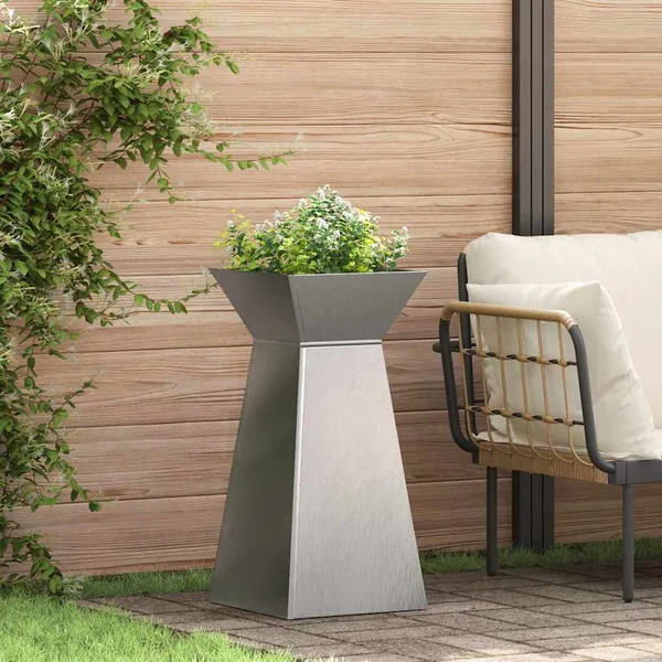 Jardinière à pilier 2 pc Argent 35 x 35 x 73 cm