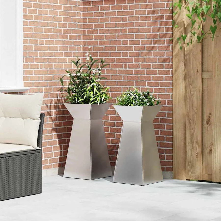 Jardinière à pilier 2 pc Argent 35 x 35 x 73 cm - 4