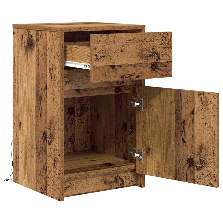 Armoire de chevet LED 2 pcs Bois ancien 38 x 34 x 61 cm - 5