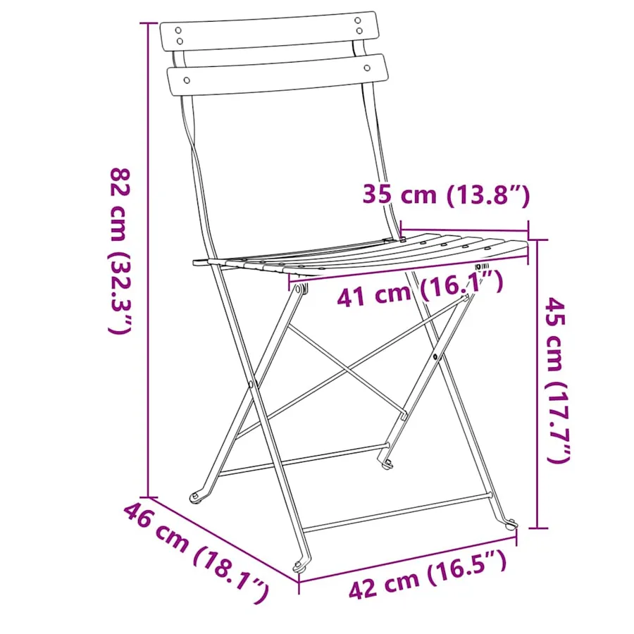 Chaise de jardin pliante 2 pcs Vert 42 x 46 x 82cm Métal - 13