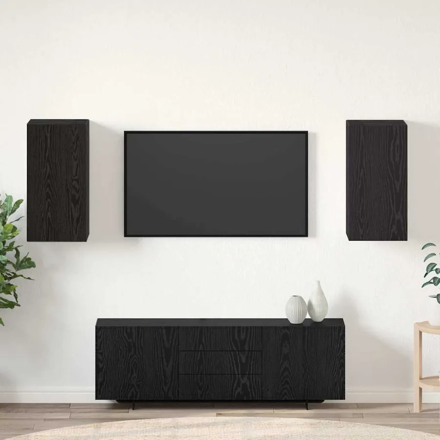 Meuble TV mural 2 pcs Chêne noir 30,5 x 30 x 60 cm