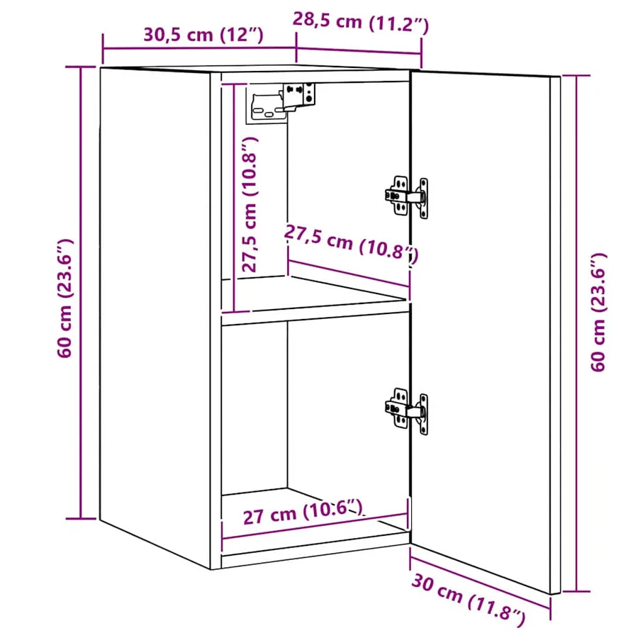 Meuble TV mural 2 pcs Chêne noir 30,5 x 30 x 60 cm - 13