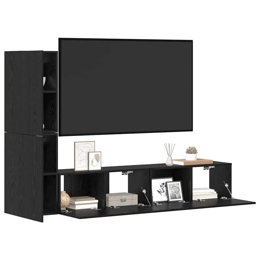 Meuble TV mural 2 pcs Chêne noir Bois d'ingénierie - 3
