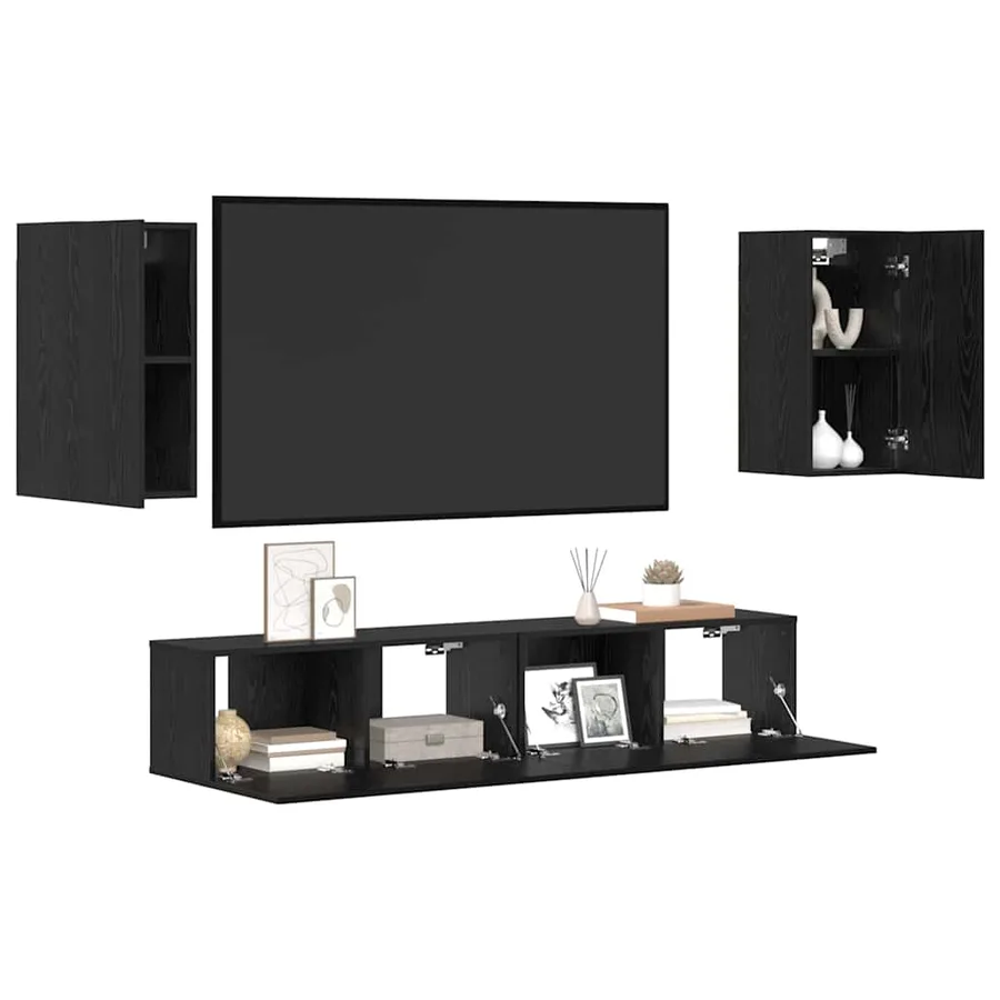 Ensemble meuble TV 4 pcs Chêne noir Bois d'ingénierie - 3