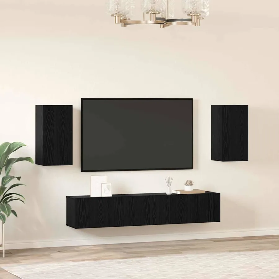 Ensemble meuble TV 4 pcs Chêne noir Bois d'ingénierie - 4