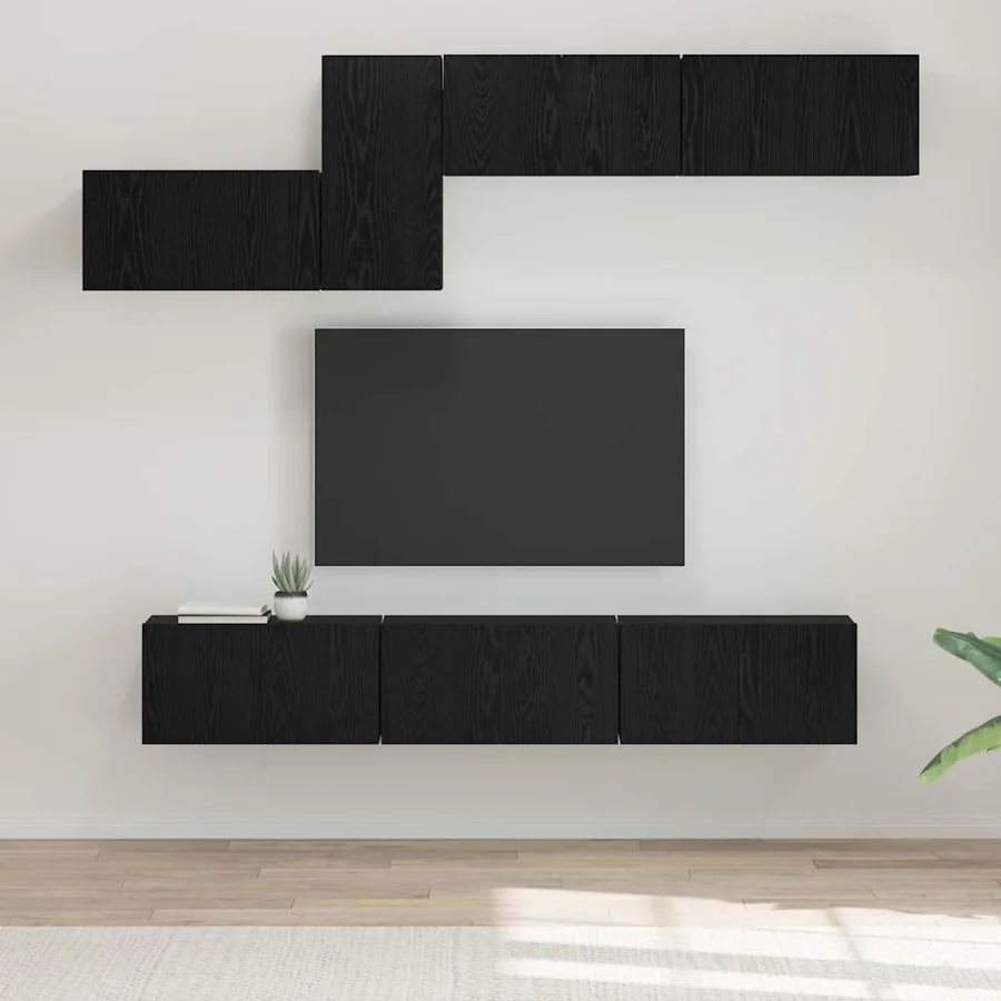 Ensemble meuble TV 7 pcs Chêne noir Bois d'ingénierie