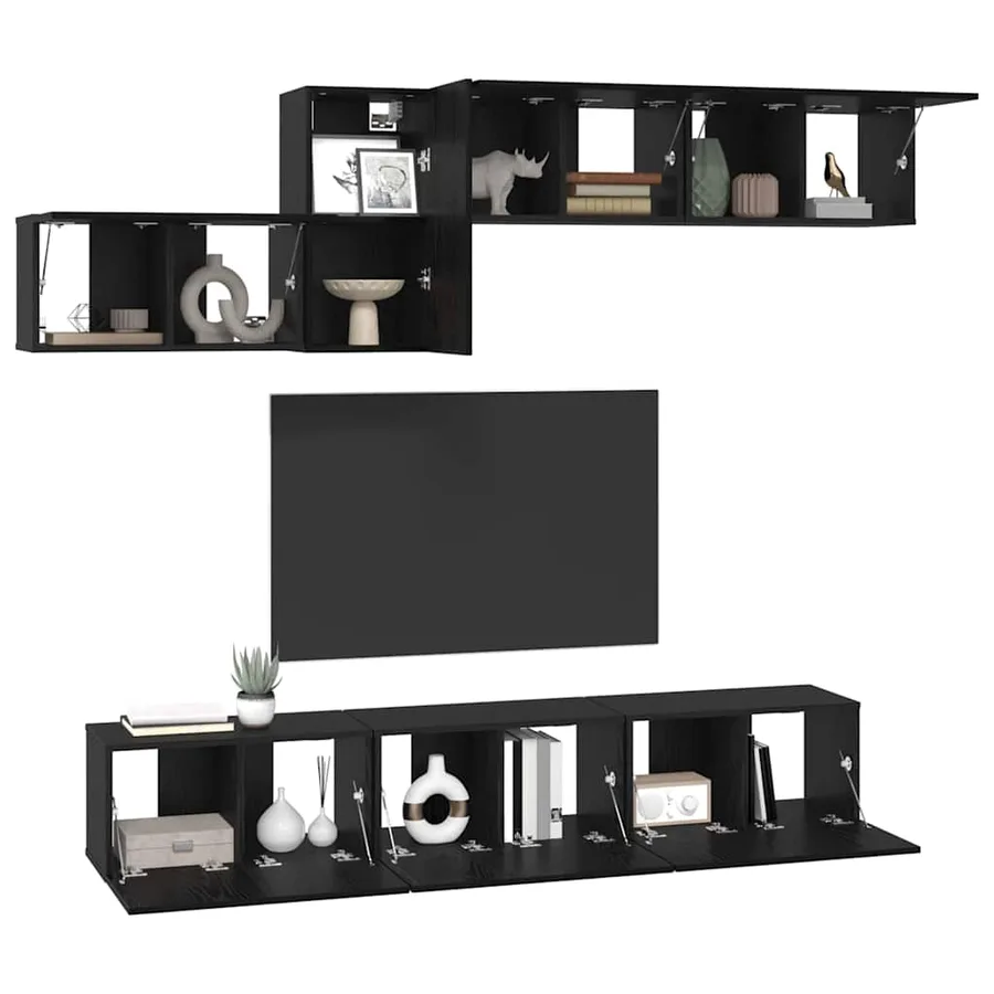 Ensemble meuble TV 7 pcs Chêne noir Bois d'ingénierie - 3