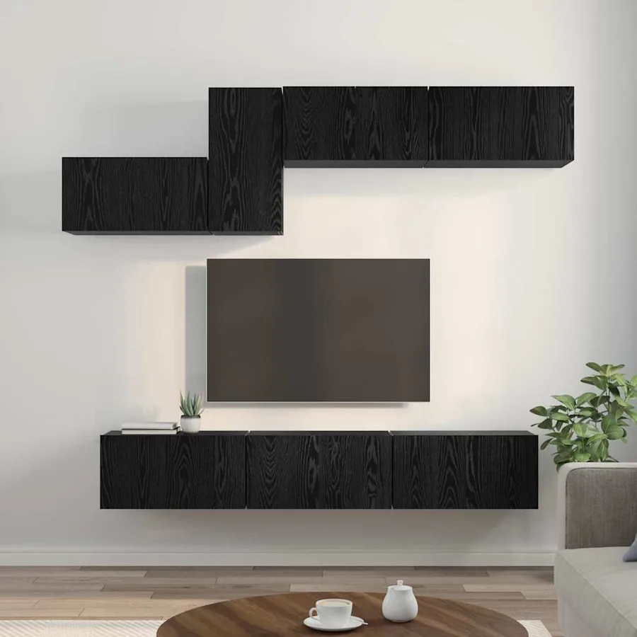 Ensemble meuble TV 7 pcs Chêne noir Bois d'ingénierie - 4