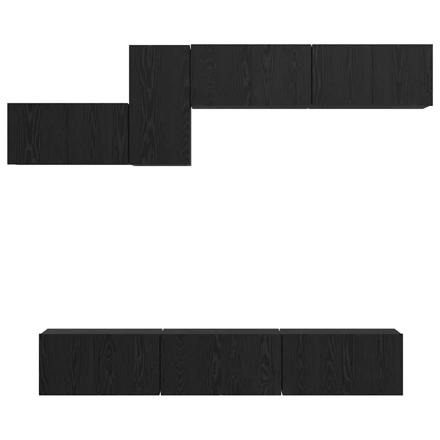 Ensemble meuble TV 7 pcs Chêne noir Bois d'ingénierie - 7