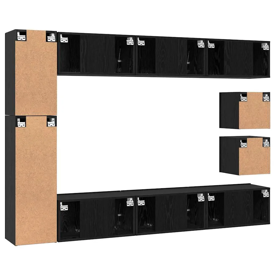 Ensemble meuble TV 10 pcs Chêne noir Bois d'ingénierie - 12