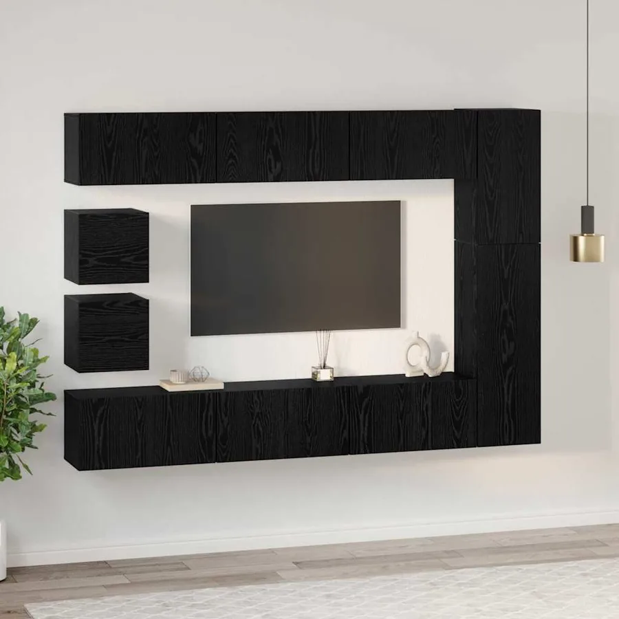 Ensemble meuble TV 10 pcs Chêne noir Bois d'ingénierie - 4