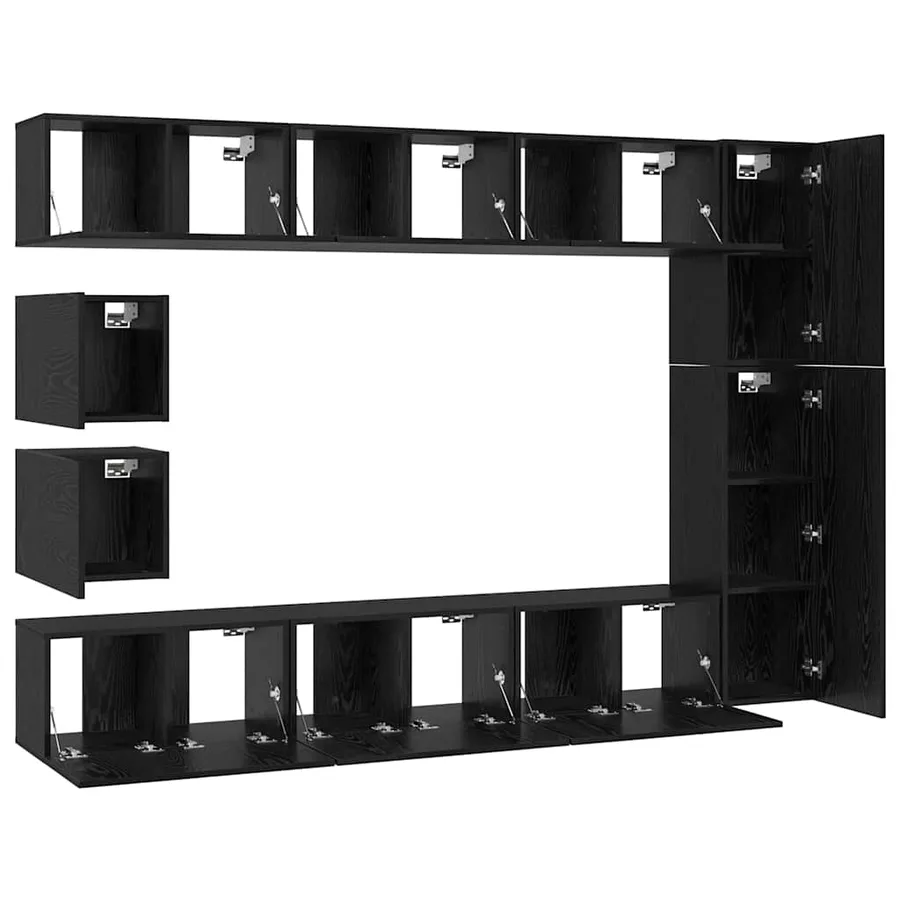 Ensemble meuble TV 10 pcs Chêne noir Bois d'ingénierie - 9