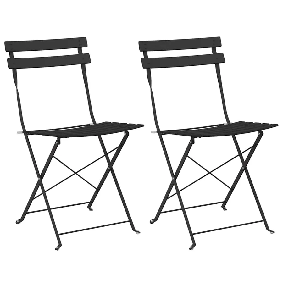 Chaise de jardin pliante 2 pcs Anthracite 42 x 46 x 82cm Métal - 2