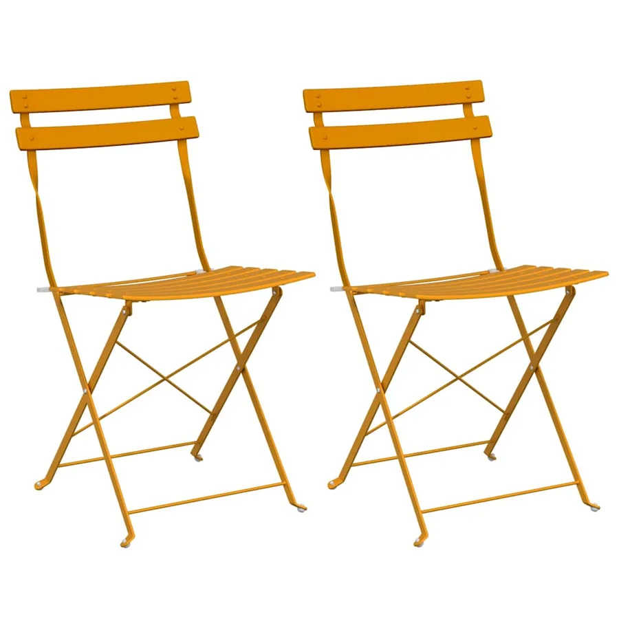 Chaise de jardin pliante 2 pcs Moutarde 42 x 46 x 82cm Métal - 2