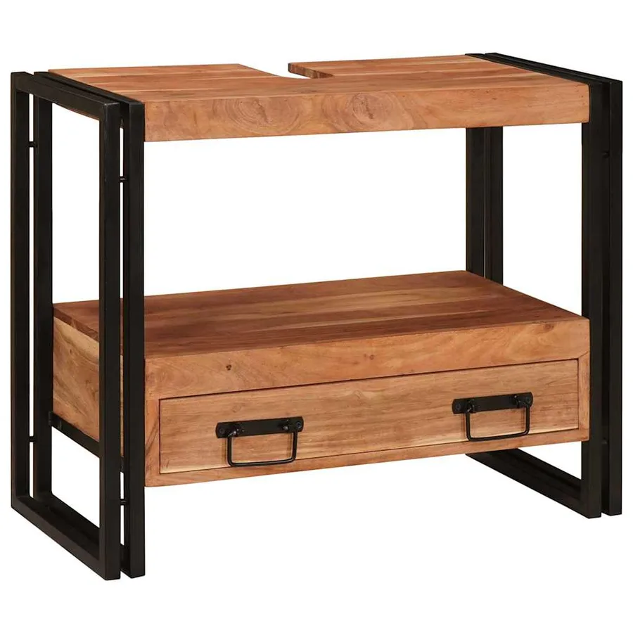 Armoire de coiffeuse avec tiroir Marron Bois d'Acacia Massif - 2